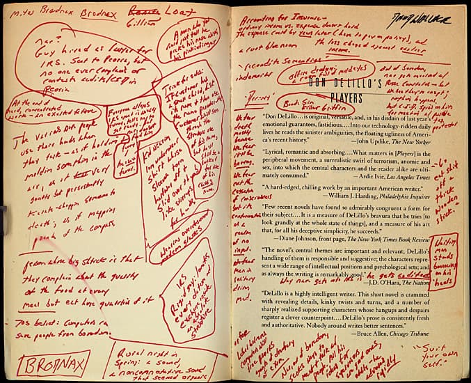 David Foster Wallace annotations on Don Delillo's Players